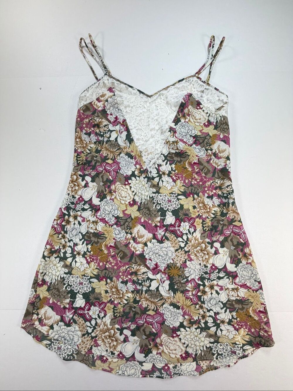 Vintage Victoria’s Secret Gold Label Floral Lace Chemise Nightgown Medium 90s